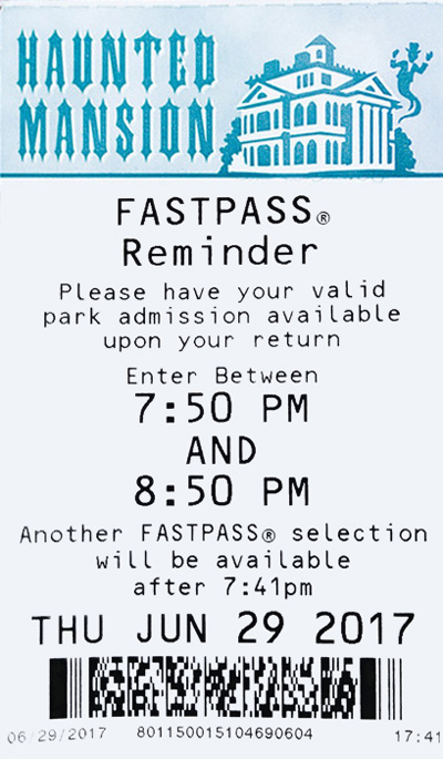 New FASTPASS Reminder for the Disneyland Haunted Mansion FASTPASS